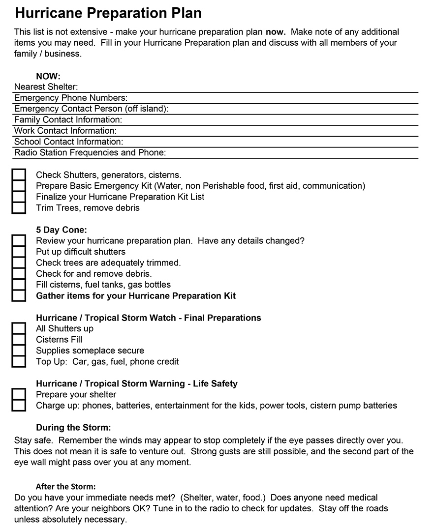 Hurricane Preparation Plan - Early Preparation Is Key - Green SXM